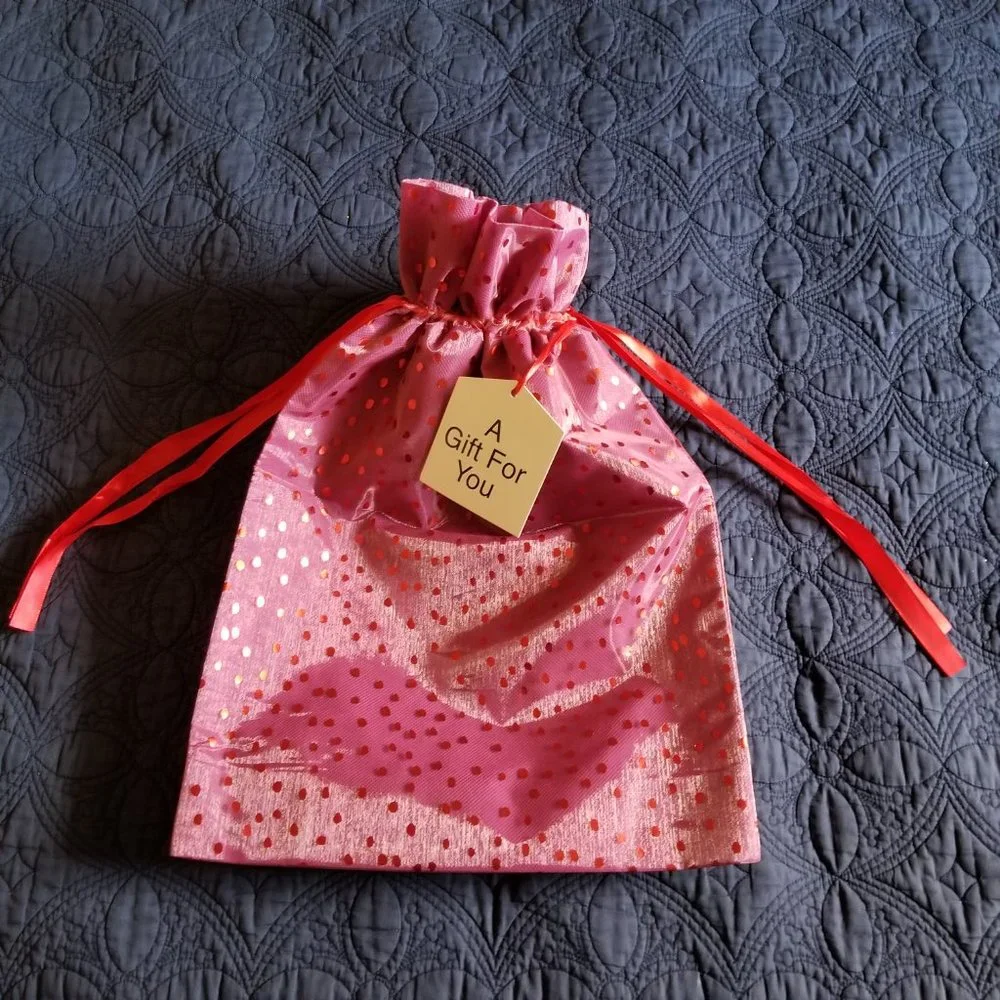 NEW Reusable Red Drawstring Fabric Gift Bag 13” W x 19” H